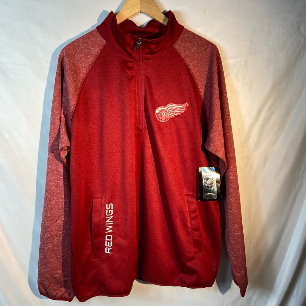 NHL Detroit Red Wings Men's PLYR JACKT  1/4 Zip Pullover Sz L Large NWT